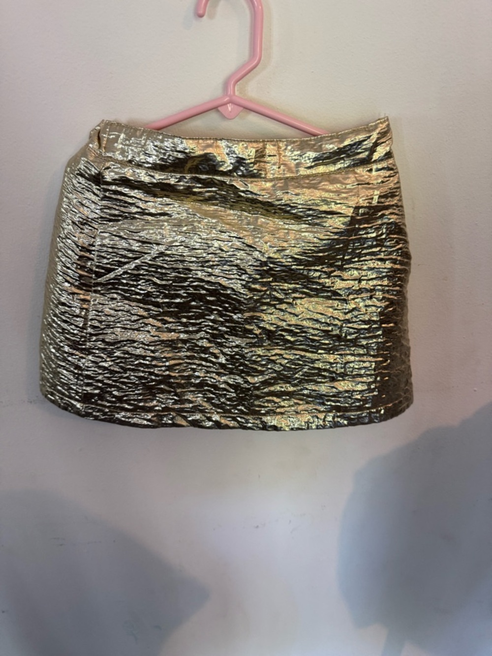 H&M Metallic Gold Crinkled Mini Skirt